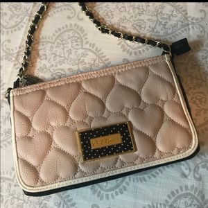 SOLD! Betsy Johnson Black & Pink Quilted Crossbody